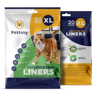 Pettiny 20 Cat Litter Tray Liners with Drawstrings for Litter Box