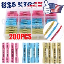 200/600x Crimp Terminal 22-12AWG Butt Splice Sleeve Heat Shrink Copper Connector