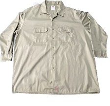 Dickies Men's Size 3XL Long Sleeve Work Shirt Shop Mechanics 574 khaki