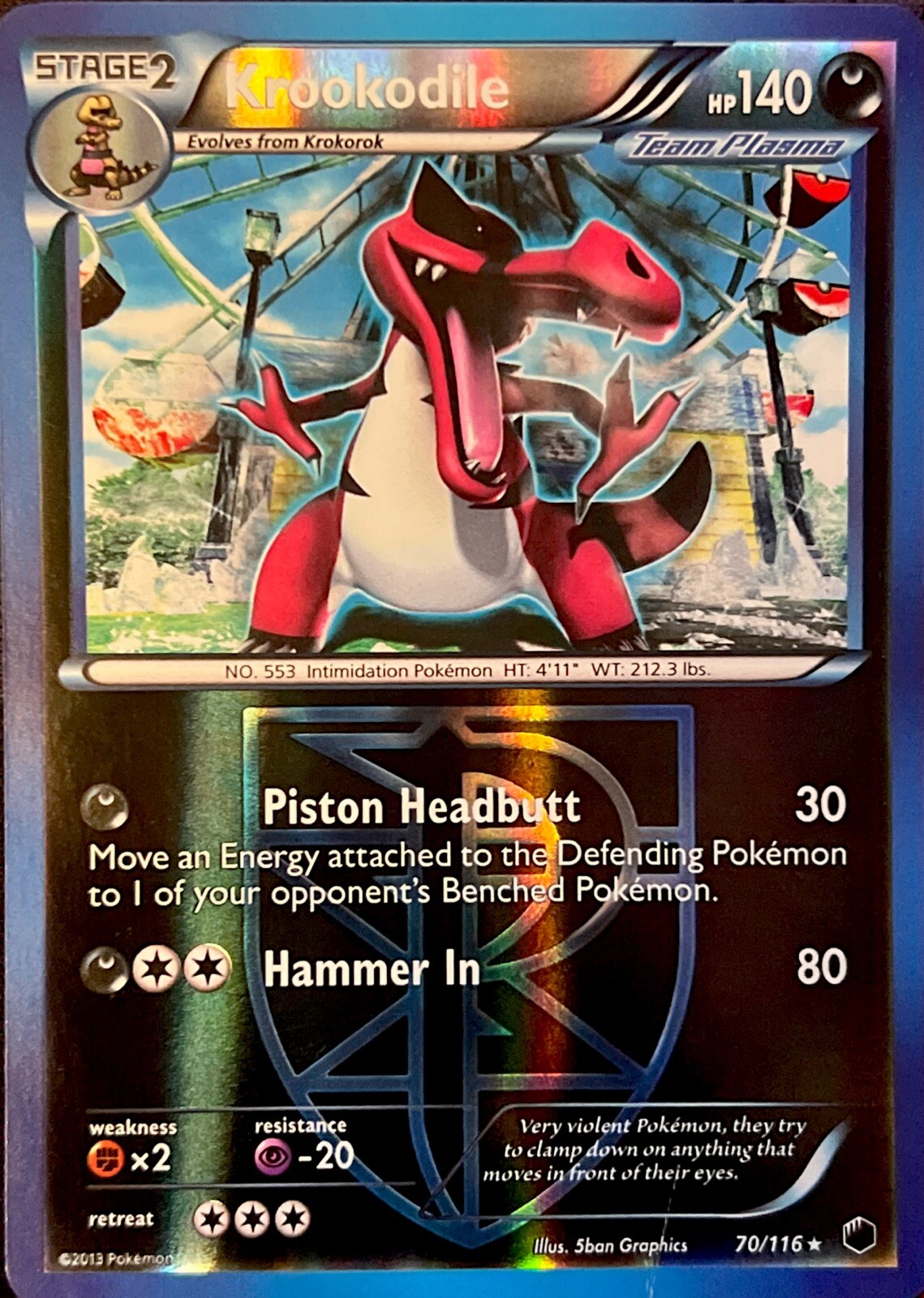 Krookodile 70/116 Plasma Freeze Reverse Holo Rare LP