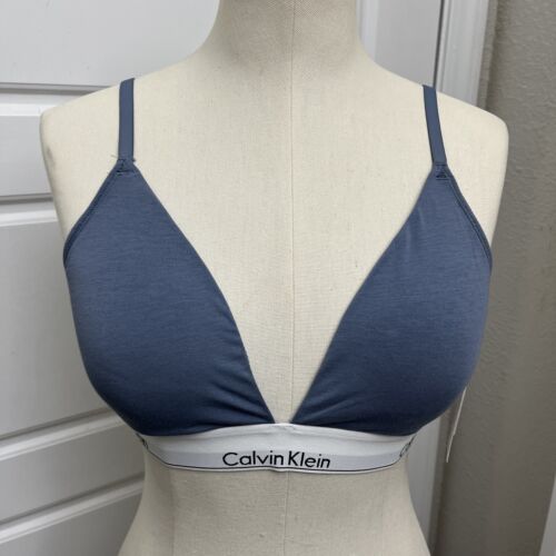 CALVIN KLEIN LIGHTLY LINED TRIANGLE SLATE BLUE Bra Bralette Large NEW