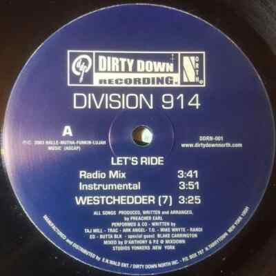 Division 914 Lets Ride / 30 Gees Vinyl Single 12inch Dirty Down Recording