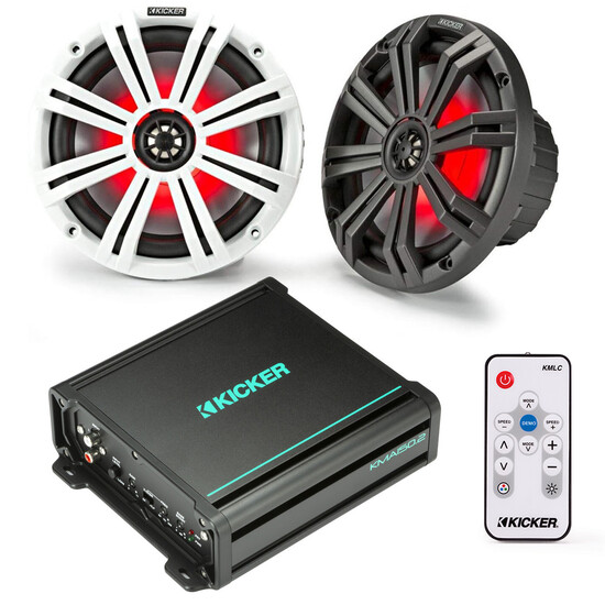Морской усилитель Kicker KMA1502 мощностью 150 Вт RMS с 3 парами динамиков и светодиодным пультом дистанционного управления 6909000₽