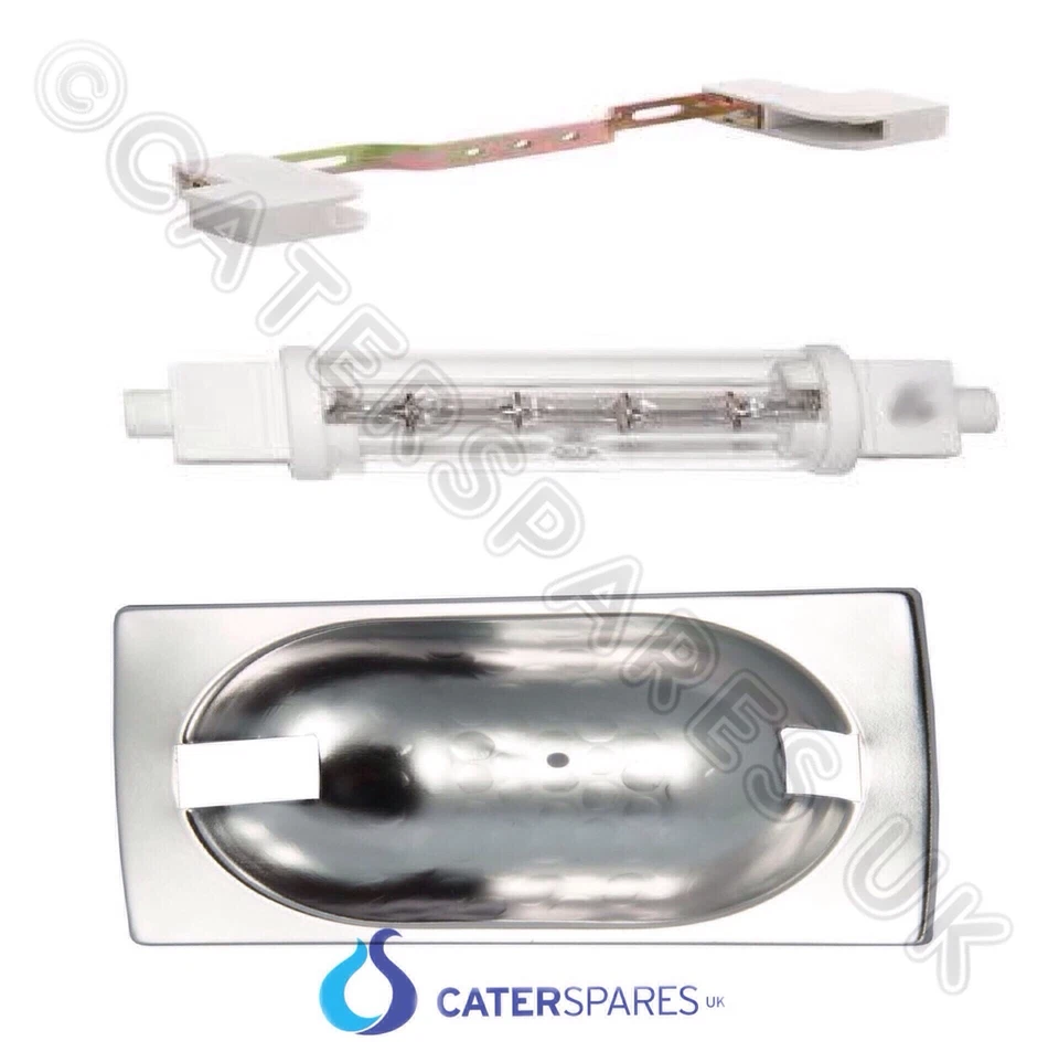 CSUK 120MM FOOD HEAT LAMP 500w BULB DOUBLE JACKETED GANTRY LIGHT HOLDER & DISH SET