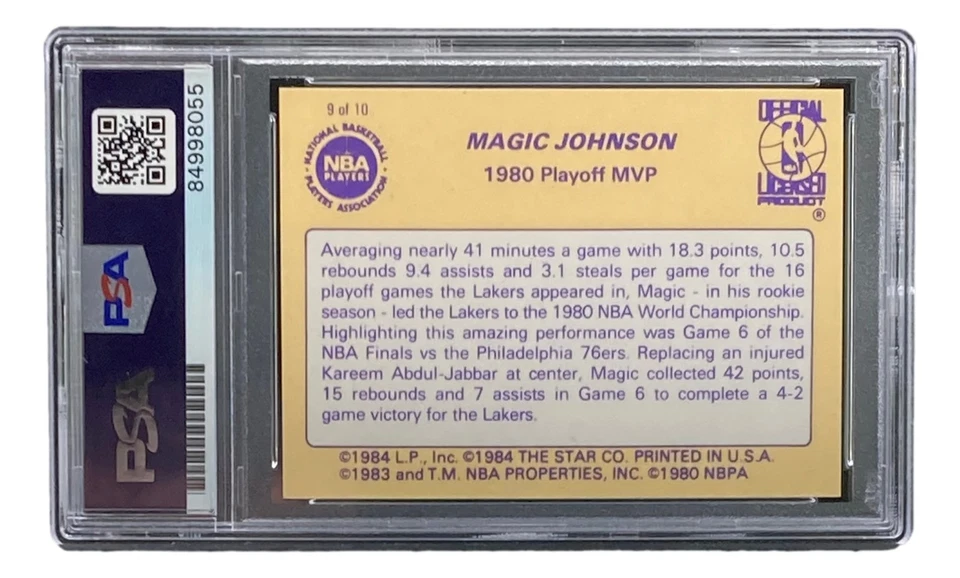 Magic Johnson Signed LA Lakers 1986 Star #9 Trading Card PSA/DNA Gem MT 10 - Image 2 of 4