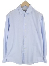 SUITSUPPLY Men's Formal Shirt 41/16 Blue Twill Long Sleeve Slim Fit Pure Cotton