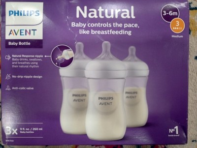 Philips Avent Natural Baby Bottle with Natural Response Nipple, Teal Elephant