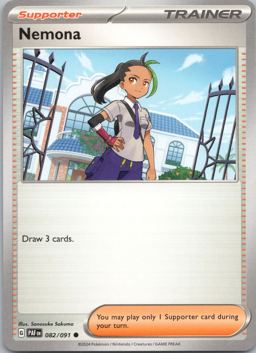 Pokemon Nemona Normal Common SV: Paldean Fates 082/091 NM