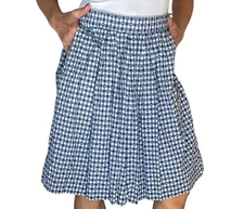 J. CREW Blue and White Gingham Checked Knee Length Skirt Sz 2