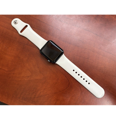 Apple Watch Series 3 42mm GPS Space Gray Aluminum Case, White Band