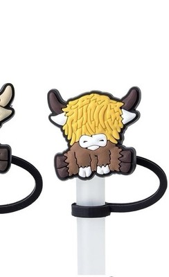 #2 Bulkitem Blond Highland Cow Silicone Straw Cover 10 mm New, Cute