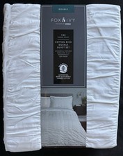 Fox & Ivy Double Seersucker White  Cotton Rich Duvet Set NEW