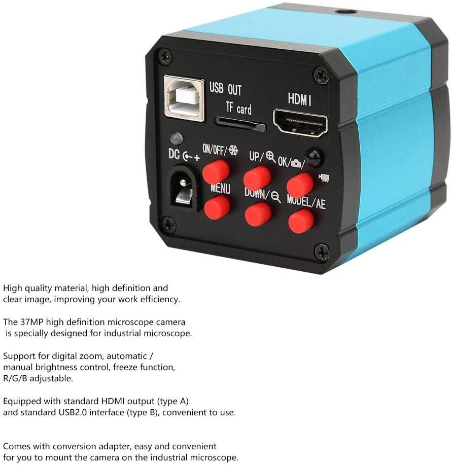 37MP 1080P 60FPS USB Microscope Camera with Conversion Adapter, 100-240V Video I - Image 2 of 4