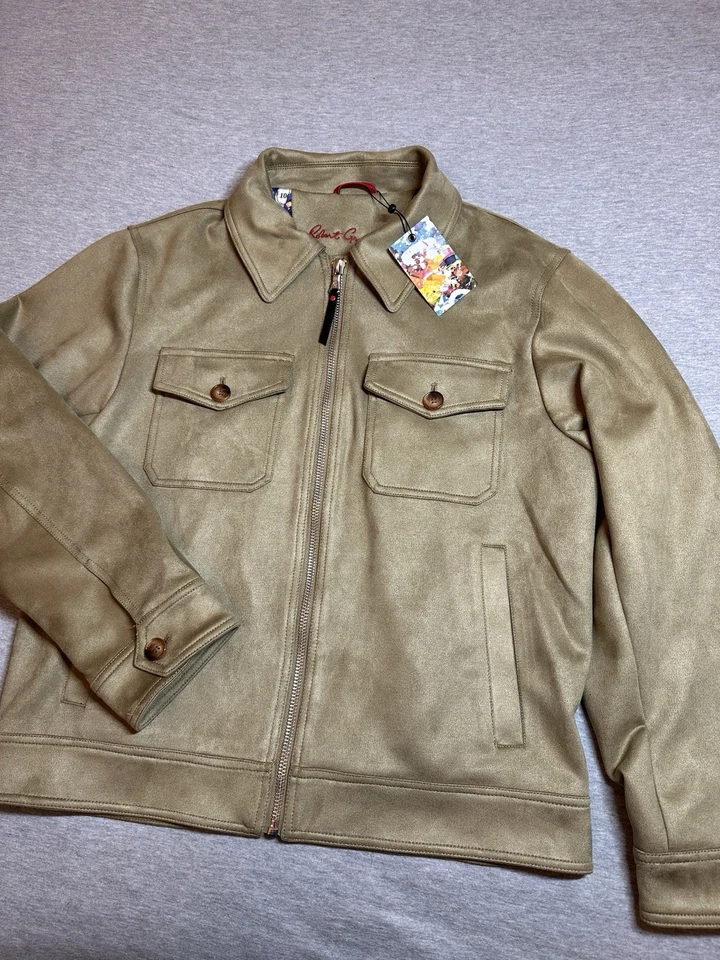 Robert Graham Vegan Suede Field Jacket Full Zip Front Pockets Tan Men’s Sz M NWT - Image 3 of 4