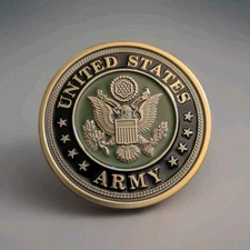 Army Enamel & Brass Magnetic Casket Medallion BATESVILLE Life Stories