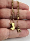 Vintage Trifari Initial J Necklace Gold Tone Letter Pendant Chain 16" Jewelry Na