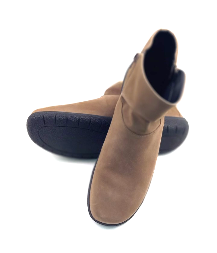 Hotter Taupe Leather Murmur Ladies Ankle Boots Double Side Zips