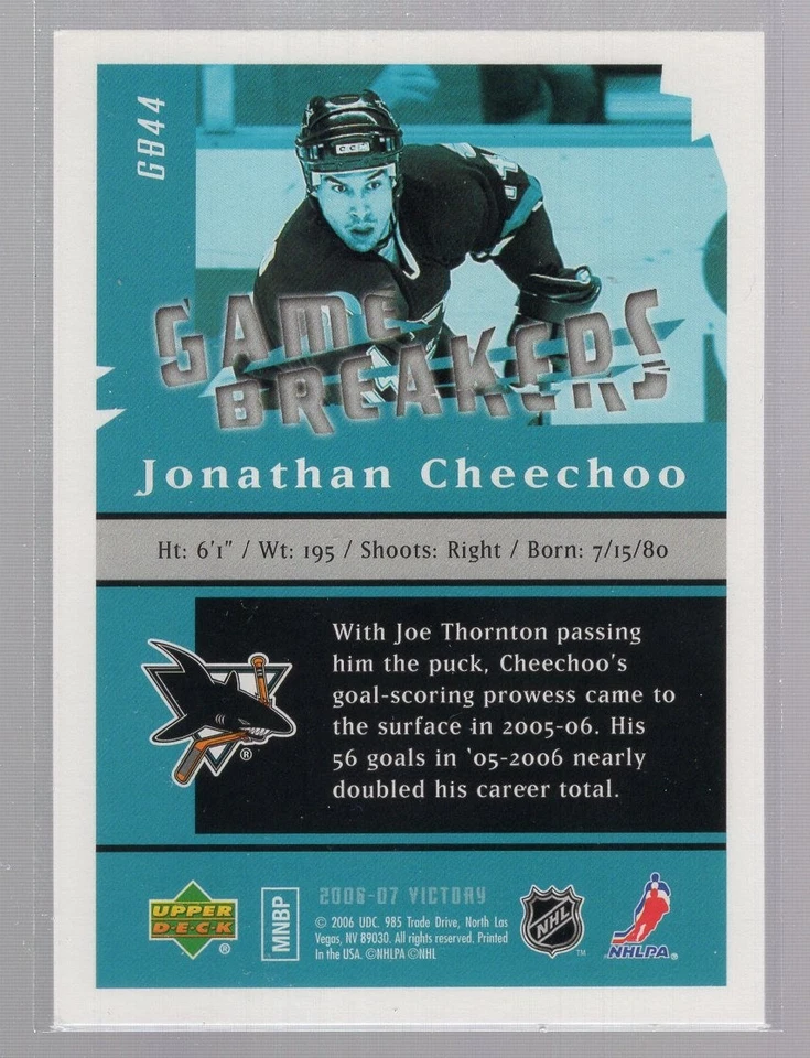 * 2006-07 Upper Deck Victory - Game Breakers #GB44 - JONATHAN CHEECHOO - Image 2 of 2