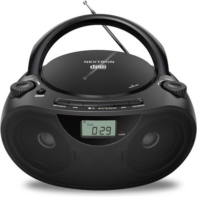 Portable CD Boombox Top-loading with Bluetooth USB Radio and Bass Boost Home