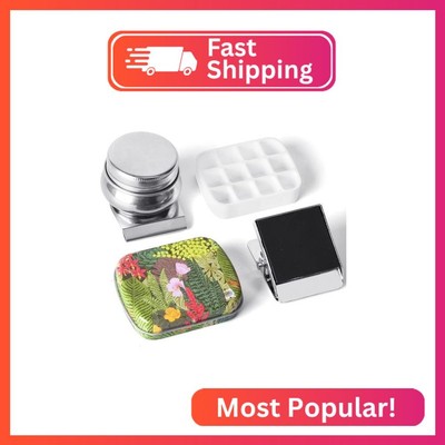 Portable Mini Tin Box,12-Well Empty Watercolor Palette,Small Paint Storage Trave