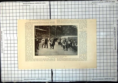 Alter antiker Druck Start für 24 Stunden Rad Rennräder Zuschauer 1894