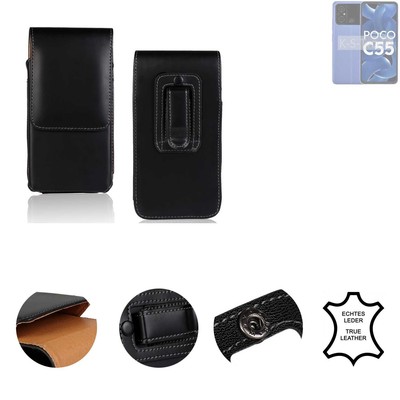 Leder Holster für POCO C55 Gürteltasche Schutzhülle Gürtel Clip