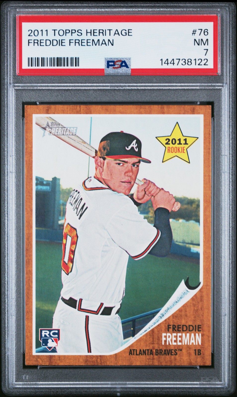 2011 TOPPS HERITAGE #76 FREDDIE FREEMAN ROOKIE RC PSA 7