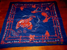 VINTAGE COWBOY WESTERN CIRCLE K BANDANA 1920S 30S  FAST TO WASH RARE BLUE 22X23