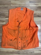 VTG CC Filson Blaze Orange Hunting Vest Style 12 Size L USA Made Snap Pockets