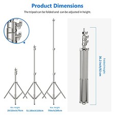 NEEWER 2PCS Light Stand Kit, 79"/200cm Stainless Steel Heavy Duty Tripod Stand -