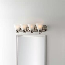 Tavish 30 In. 4-Light Brushed Nickel Classic Vanity with Frosted Glass Shade for