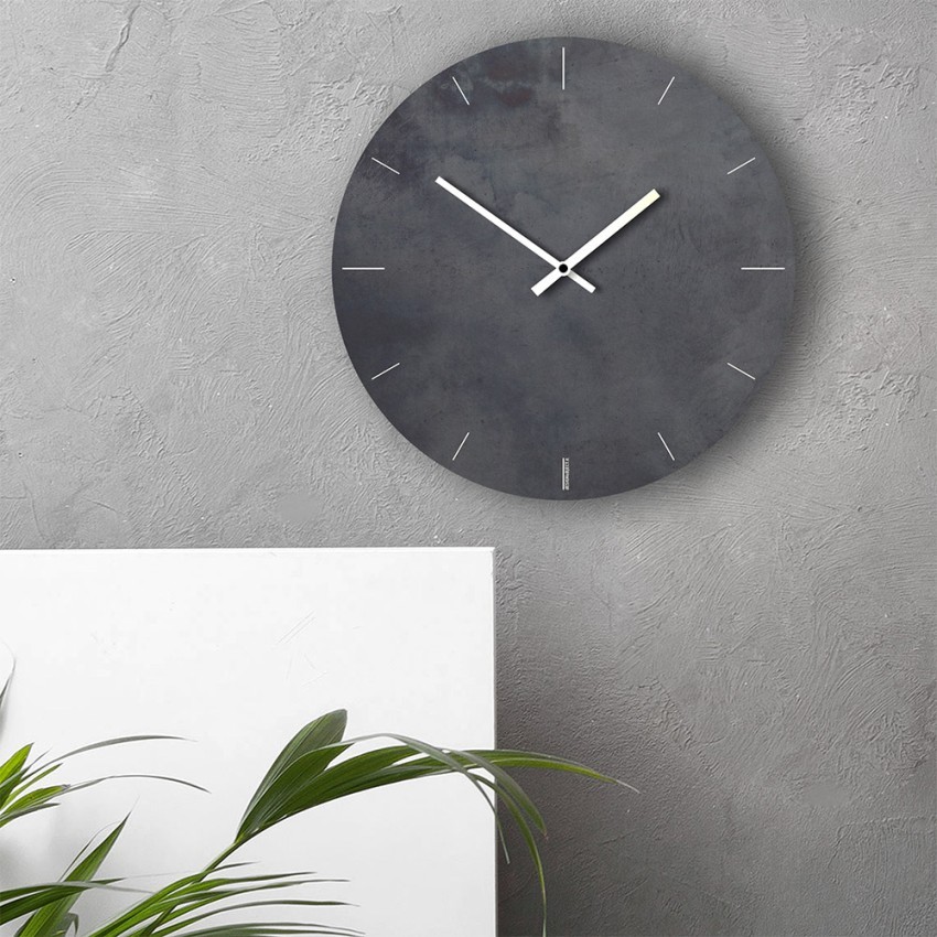 Horloge murale ronde 30cm Classico en métal noir pour salon moderne