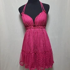 R Vivimos Deep V Neck Halter Mini Dress Women’s Size Large New Purple Pink