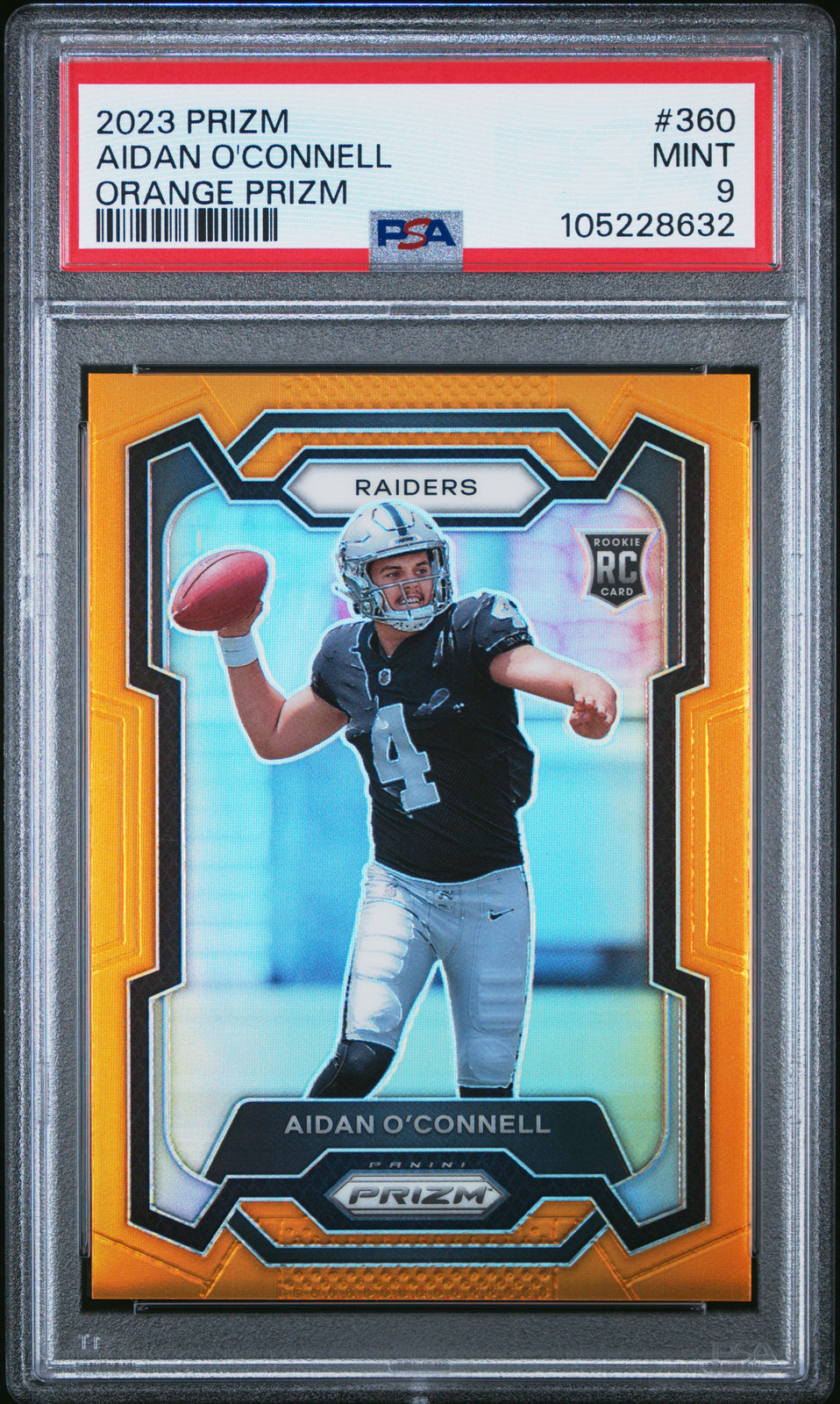 2023 PANINI PRIZM ORANGE PRIZM #360 AIDAN O'CONNELL ROOKIE RC 125/249 PSA 9