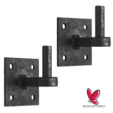 Gate Hook on 100mm 4" x 4" Plate Black 19/22mm Pin Extended HEAVY DUTY