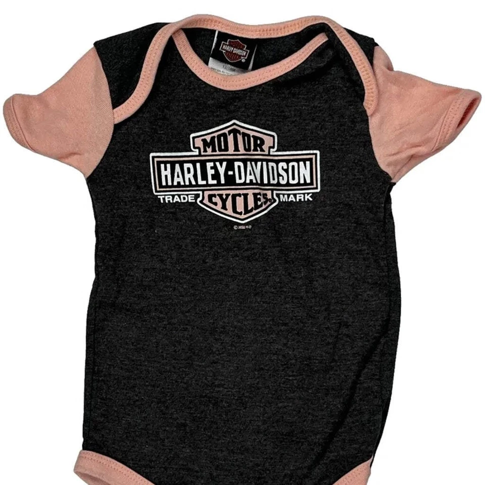 Top gráfico Harley Davidson de 12 a 18 meses de edad - mezcla de algodón rosa 2XS Foto 4 de 4