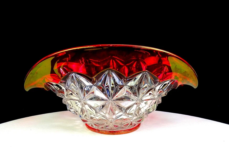 Tiffin Franciscan Glass Williamsburg Ruby Stained Vintage 8 1/4" Oval Bowl 1952- - Image 2 of 4