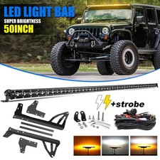 50 Roof Whiteamberstrobe Led Light Bar Wbrackets For Jeep Wrangler Jk 07-18