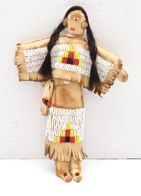 #ad Vintage Sioux Plains Indian Native American Doll Deerskin and Beaded Antique $575.00