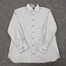 Nick Graham Stretch Modern Fit Geometric Long Sleeve Shirt Men's Sz Large White