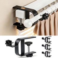 Over Blinds Curtain Rod Brackets for Inside & Outside Mounted, No Drill Curta...