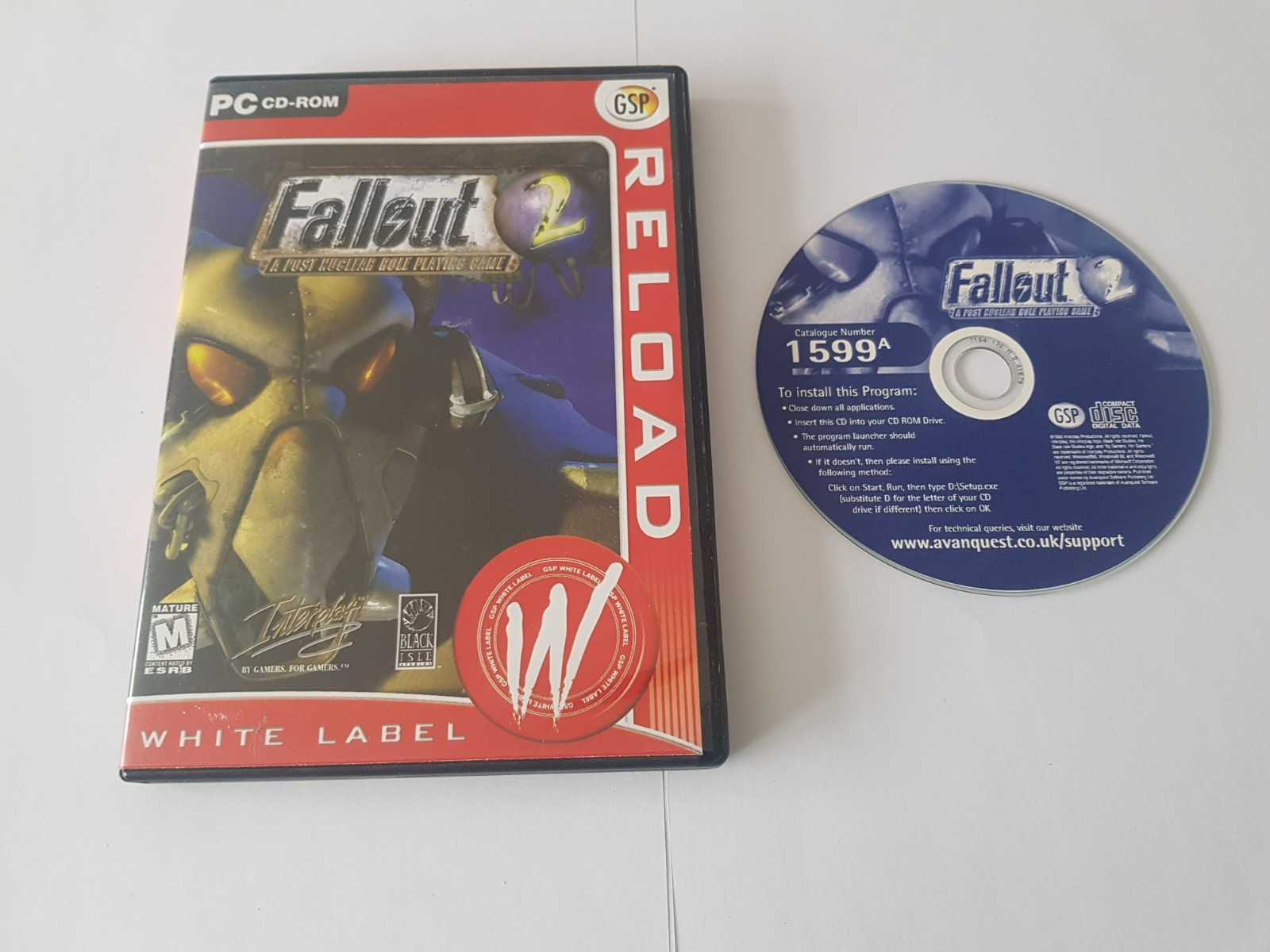 Fallout 2 PC CD ROM Game White Label Edition Interplay Retro RPG Role Playing