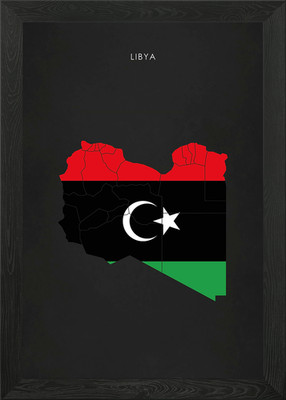 Libyen Flagge Karte gerahmt Wandbild Poster Leinwanddruck Bild
