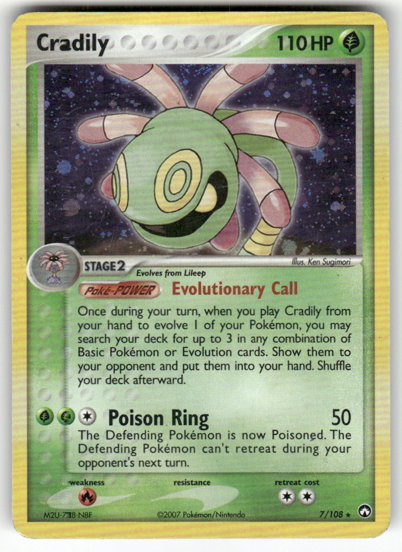 Cradily 7/108 Holo Rare Power Keepers Pokemon Moderately Played