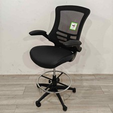 BOXED Draughtsman Chair, Adjustable, Black Mesh / Vinyl, Black Swivel Base
