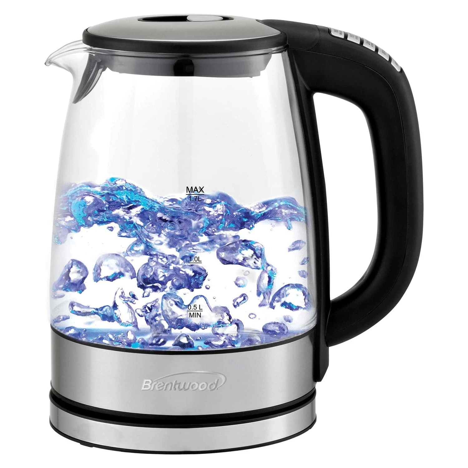 Glass 1.7 Liter Electric Kettle W/ 6 Temperature Presets in Black