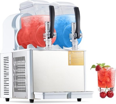 8L (2.1 Gal) Slushie Machine Dual Tank Frozen Drink Maker Margarita Machine 370W