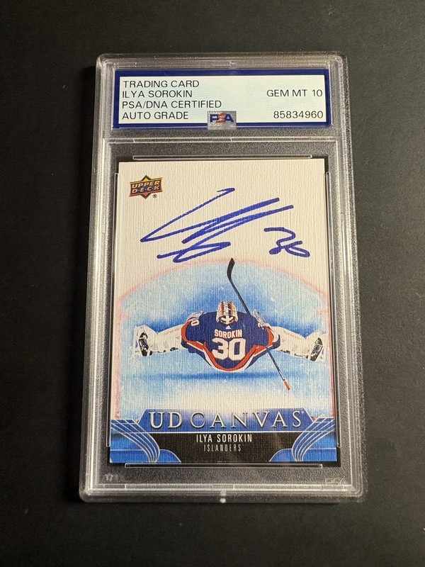 Ilya Sorokin Signed Young Guns Canvas Rookie Card PSA/DNA Auto 10 Islanders NHL