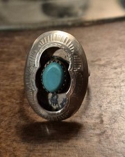 Vintage native American turquoise shadow box Sterling silver size 5 1/2