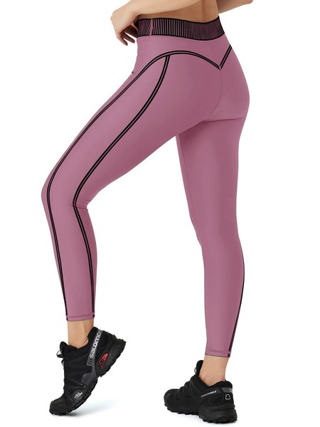 Damen Sport Leggings High Waist Rosa Gr. L Blickdicht Yoga Fitness Hose Lang-image